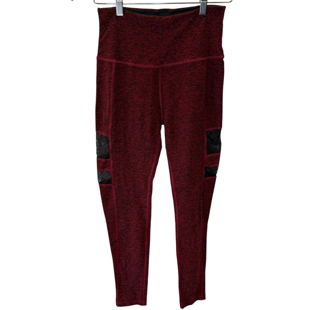 Beyond Yoga Leggings M Womens Red Mesh Panel Activewear Heather Casual